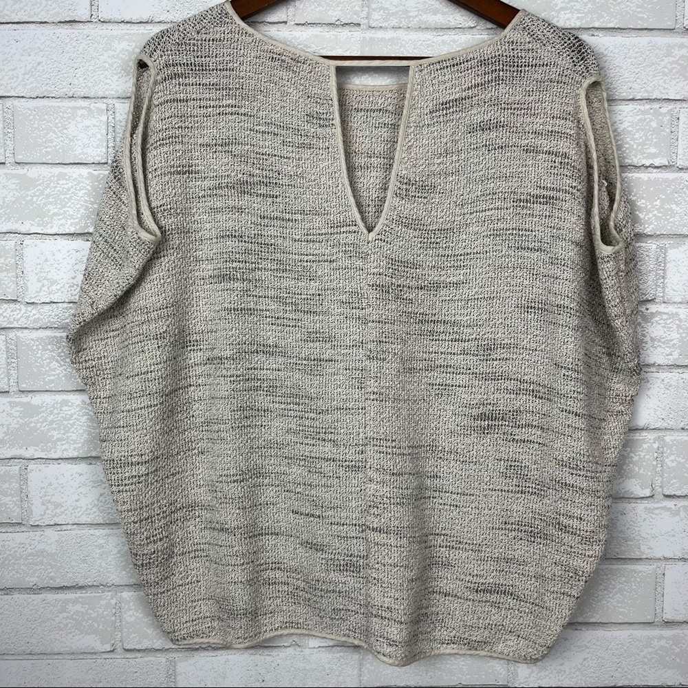 Eileen Fisher Texture Neutral Cream Keyhole Back Lightweight Pullover Casual XS